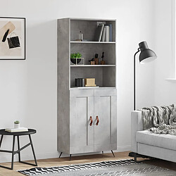 vidaXL Buffet haut Gris béton 69,5x34x180 cm Bois d'ingénierie