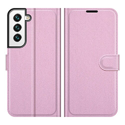 Etui en PU texture litchi, fermeture magnétique rose pour votre Samsung Galaxy S22 Plus