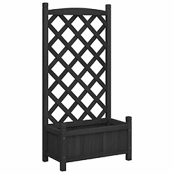 Maison Chic Jardinière,Bac à fleurs avec treillis - pot de fleur noir bois massif de sapin -GKD39602