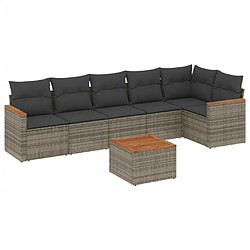 vidaXL Salon de jardin avec coussins 7 pcs gris résine tressée