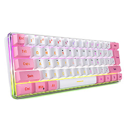 General Clavier de jeu, clavier de jeu Full RGB Hotswap avec commutateurs rouges, mini clavier de bureau filaire compact à 87 touches rétroéclairé par LED, pour PC/Mac Gamer, dactylographe, voyage,(rose)