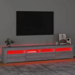 Maison Chic Meubles TV avec lumières LED - Banc TV pour salon Sonoma gris 210x35x40 cm -MN37076 pas cher