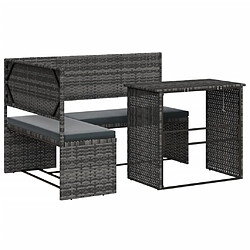 vidaXL Canapé de jardin avec table et coussins en forme de L gris