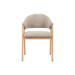 Avis Vente-Unique Lot de 2 chaises avec accoudoirs en tissu bouclette et bois d'hévéa - Taupe et naturel - SOLUNA