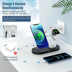 Avis Chrono Chargeur sans fil 5 en 1, station de charge rapide compatible avec iPhone 13/12 Pro Max Mini/AirPods Pro/2, station de charge de montre sans fil pour iWatch Series SE/6/5/4/3/2/1, téléphone certifié Qi,(noir)