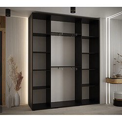 Acheter Abiks Meble Armoire à portes coulissantes Davos 2 H235.2 x L190 x P45 3 portes coulissante (Noir/Noir/Or)