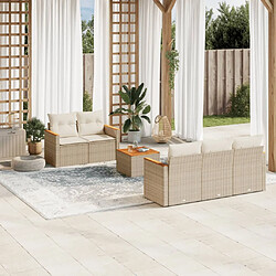 vidaXL Salon de jardin avec coussins 6 pcs beige résine tressée