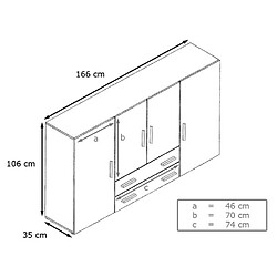 Avis Mpc Bahut blanc mat et façades brilantes (LxHxP): 166 x 106 x 35