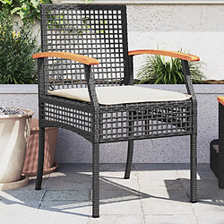 vidaXL Chaises de jardin coussins lot de 2 noir résine tressée acacia