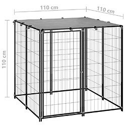 Helloshop26 Chenil extérieur cage enclos parc animaux chien 110 x 110 x 110 cm acier noir 02_0000490 pas cher