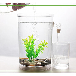 Wewoo Décoration aquarium Bol de poissons d'or d'aquarium de bureau créatif en plastique carré mini, réservoir d'eau paresseux avec le pavé, herbe d'arbre et lumière de LED