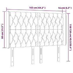 Acheter vidaXL Tête de lit avec oreilles Gris foncé 163x16x118/128 cm Tissu