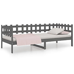 vidaXL Lit de jour sans matelas gris 80x200 cm bois de pin massif