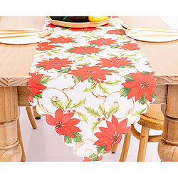 Avis C47 Décorations de Noël Fond blanc Fleur rouge Table imprimée Table de table Spread Table Dress Up Noël Table de vacances Table Table Table Decor