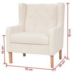 vidaXL Fauteuil blanc crème tissu pas cher