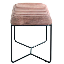 Avis Pegane Tabouret en métal et cuir coloris marron - Longueur 60 x Hauteur 48 x Profondeur 38 cm