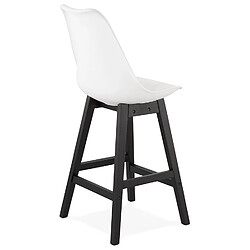 Acheter Alterego Tabouret snack mi-hauteur 'CAMILA MINI' blanc avec pied en bois noir