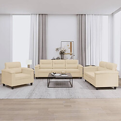 Maison Chic Ensemble de canapés 3 pcs avec coussins, Canapé droit Sofa pour Salon crème tissu microfibre -GKD228140