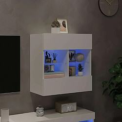 Acheter Maison Chic Meuble TV mural, Banc TV avec lumières LED pour salon, Meuble de rangement blanc 58,5x30x60,5 cm -GKD29104