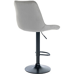 Decoshop26 Lot de 2 tabourets de bar réglable en hauteur pivotant à 360° assise en velours gris couture verticale pied métal noir 10_0004429