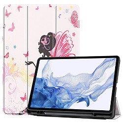 Etui en PU avec support et porte-stylo fille pour votre Samsung Galaxy Tab S8