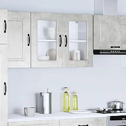 Avis vidaXL Armoire murale de cuisine avec porte en verre Kalmar gris béton