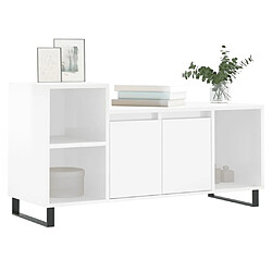 Avis Maison Chic Meuble TV scandinave - Banc TV pour salon Blanc brillant 100x35x55 cm Bois d'ingénierie -MN49230