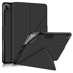 Etui en PU Tissu de couleur unie avec support origami noir pour votre Apple iPad Pro 11 pouces (2021)/(2020)/(2018)/Air (2020)