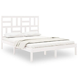 vidaXL Cadre de lit sans matelas blanc bois massif 120x190 cm