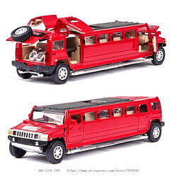 Universal Émulation haute 1: 32 Alliage Hummer Limousine Métal Voiture Moulée Modèle Retrait Flash Musique Voiture Jouet Enfant Cadeau de Noël | Jouets Moulés(Rouge)