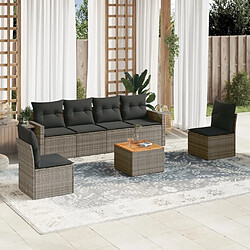 Maison Chic Salon de jardin avec coussins 7 pcs, Ensemble Tables et chaises de jardin, gris résine tressée -GKD743856