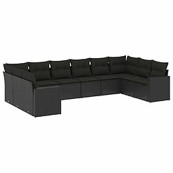 Maison Chic Salon de jardin 10 pcs avec coussins | Ensemble de Table et chaises | Mobilier d'Extérieur noir résine tressée -GKD24640