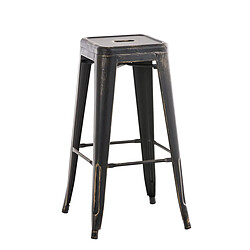 Decoshop26 Tabouret de bar empilable avec repose-pieds design industriel métal noir et doré 10_0000036