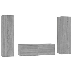 Maison Chic Ensemble de meubles TV 3 pcs | Banc TV Moderne pour salon | Meuble de Rangement - Sonoma gris Bois d'ingénierie -MN61517