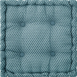 Atmosphera, Createur D'Interieur Coussin de sol carré en coton à motif Otto - 38 x 38 - Bleu Canard