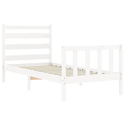 Maison Chic Cadre/structure de lit et tête de lit pour adulte - Lit Moderne Chambre blanc 100x200 cm bois massif -MN35638 pas cher