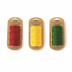 Graines Creatives 3 bobines de fil de jute 100 m x 2 mm - jaune-vert-rouge