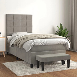 Maison Chic Lit Adulte - Lit simple Lit à sommier tapissier et matelas moelleux - Meuble de Chambre - Gris clair 100x200cm Velours -MN48588