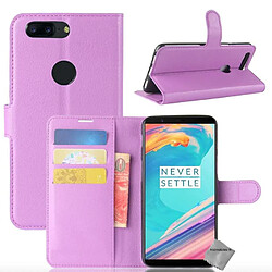 Htdmobiles Housse etui portefeuille pour OnePlus 5T + film ecran - MAUVE