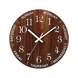 Lumineux Horloge Murale Bois 30cm Silencieux Non Coutil Quartz Batterie Alimenté Ronde Horloges Murales pour La Maison/Cuisine/bureau/École