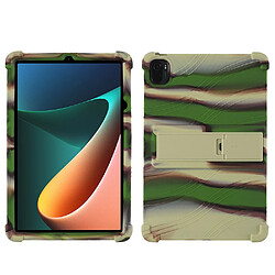 Coque en silicone quatre coins renforcés avec béquille camouflage pour votre Xiaomi Pad 5/Pad 5 Pro