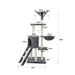 Avis JIPSY Arbre a chat Gris - 79 x 34 x 138 cm - Gris
