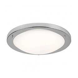 Searchlight Plafonnier 41 cm Led Flush, en argent satiné et verre