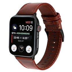 Wewoo Pour Apple Watch Series 5 et 4 44 mm / 3 et 2 et 1 42 mm Cire à l'huile Crazy Horse Texture Bracelet en cuir véritable rouge-brun