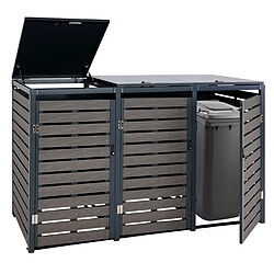 Decoshop26 Abris poubelles vérrouillable capacité de 80 à 240 litres par compartiment 119x205x84 cm wpc métal 109kg anthracite 04_0008239