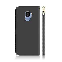 Avis Wewoo Coque Etui à rabat en surface imitation miroir pour Galaxy S9 avec porte-cartes et emplacements cartes ainsi que portefeuille et lanière Noir