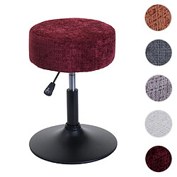 Mendler Tabouret HWC-C22, tabouret de maquillage, réglable en hauteur pivotant Ø 37cm tissu/textile chenille (465g/m²) ~ bordeaux