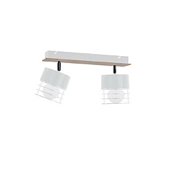 Lumière Plafonnier Casa Twin Blanc, Bois, 50cm, 2x E27