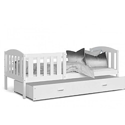 Kids Literie Lit Enfant Cleo 90x190 ( Sans Matelas ) Blanc - blanc Livré avec le sommiers et tiroir.