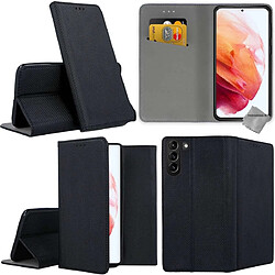 Htdmobiles Housse etui portefeuille avec coque intérieure en silicone pour Samsung Galaxy S21 Plus 5G + verre trempe - NOIR MAGNET